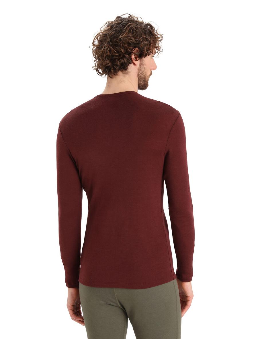 Men's Icebreaker Merino 175 Everyday Long Sleeve Crewe Thermal Top Base Layers Espresso | CA 1572RVDW